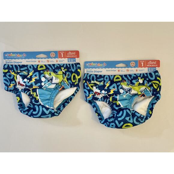 SwimSchool Reuseable NWT Swim Trunk Diapers Size 12M 18-22 Lbs - Picture 1 of 3